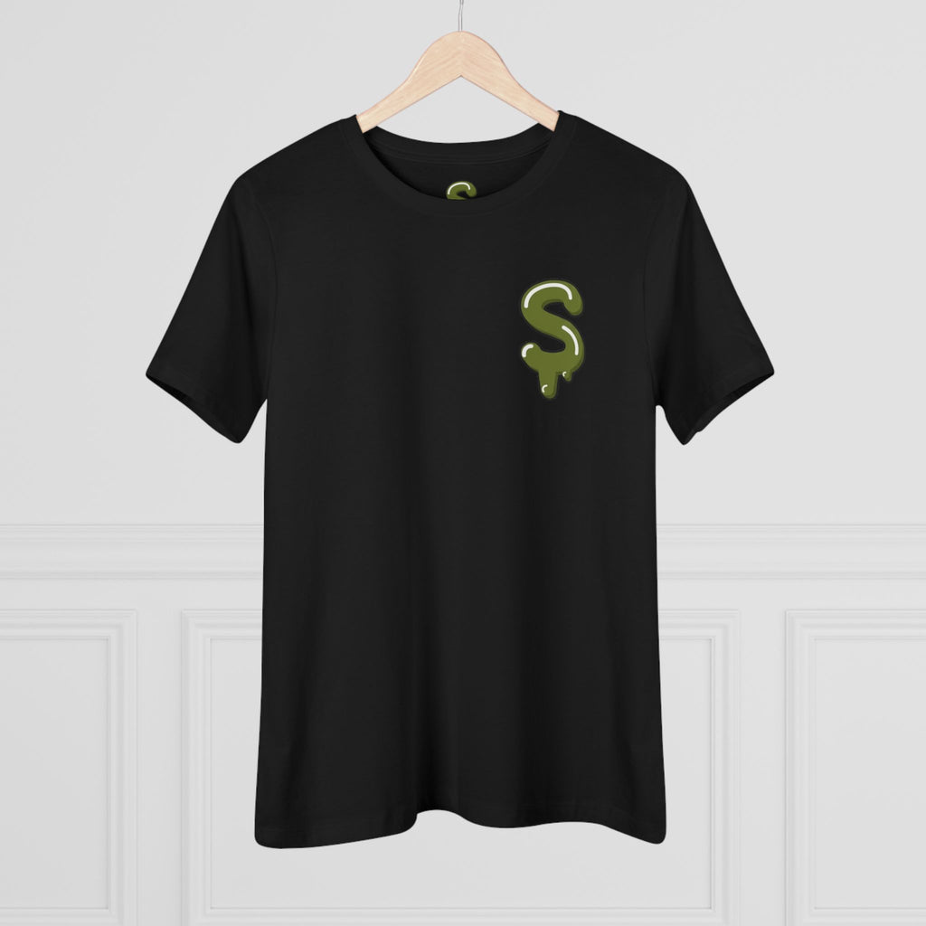 The Slime Shop Women's Tee — White / Olive Slime-$