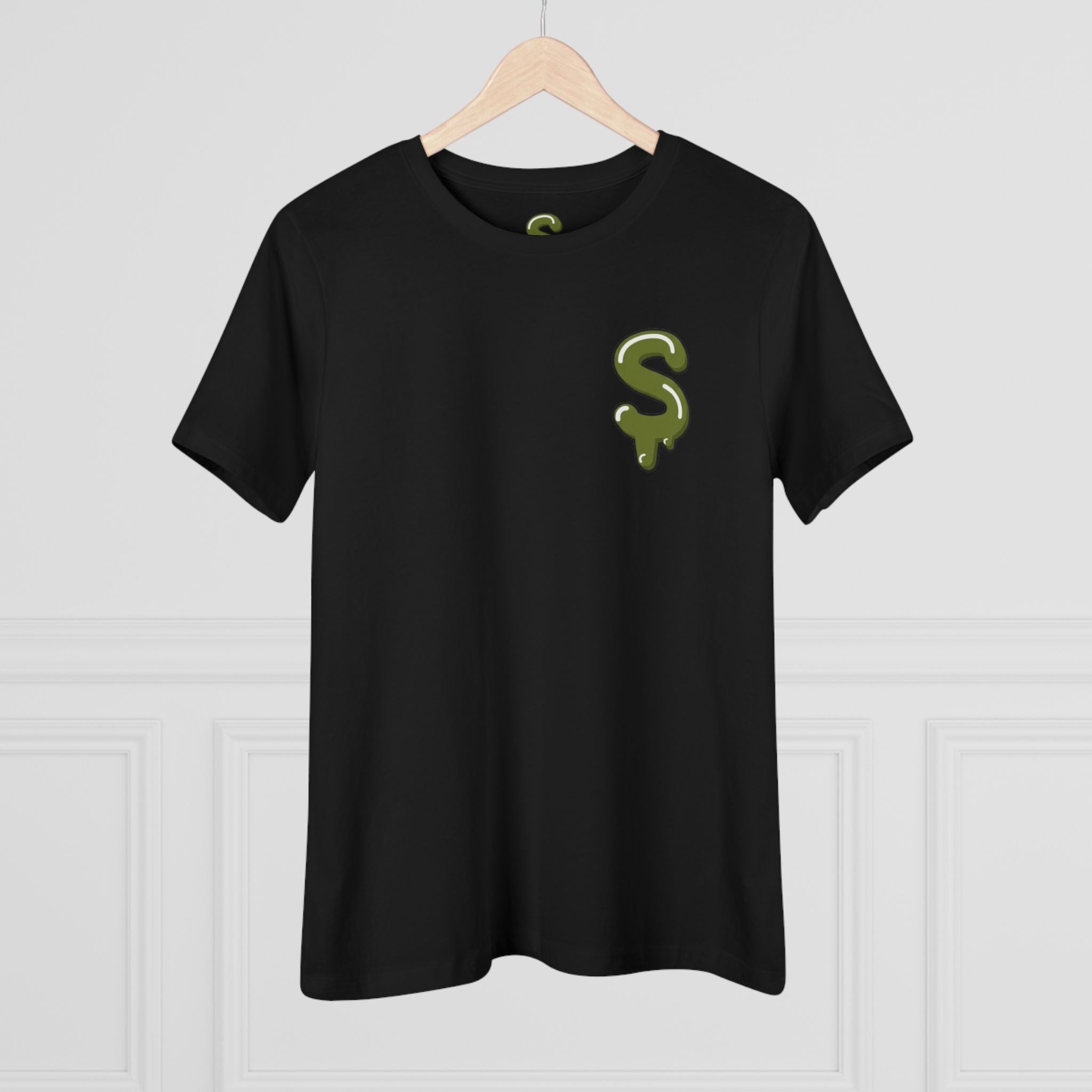 The Slime Shop Women's Tee — White / Olive Slime-$