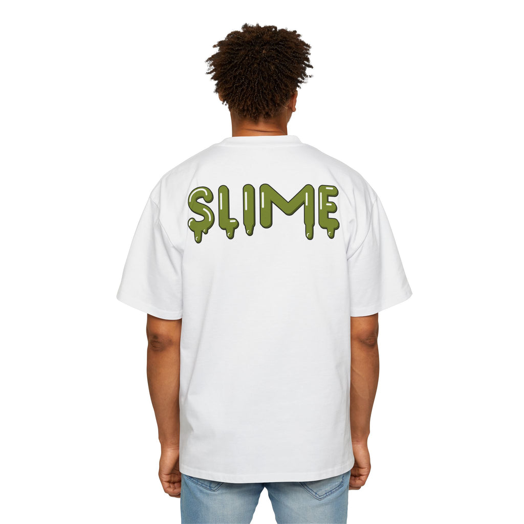 The Slime Shop Men's Oversized Tee — White / Olive SLIME