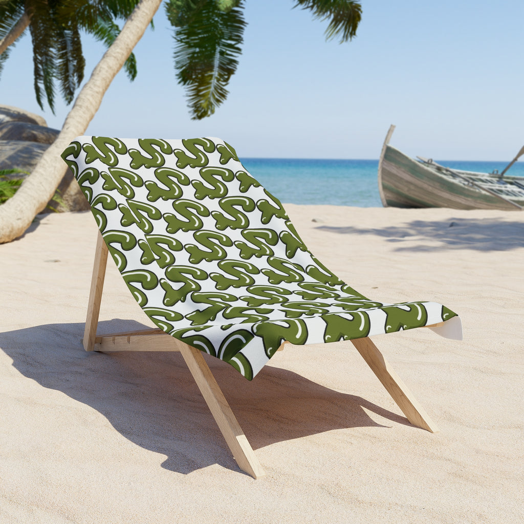 The Slime Shop Beach Towel — White / Olive Slime S