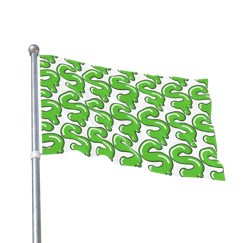 The Slime Shop Double Sided Flag — White / Green Slime S