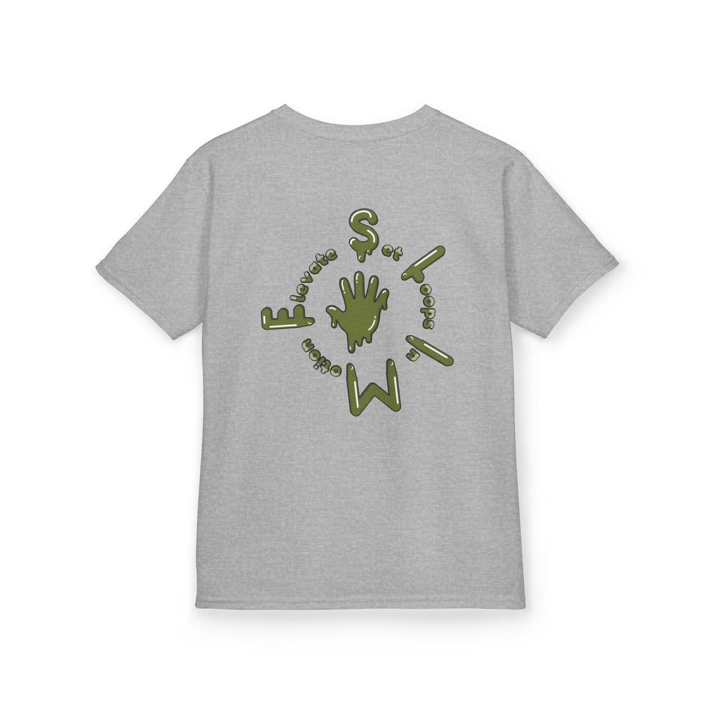 The Slime Shop Kids Heavy Cotton Tee — White / Military Green Slime $