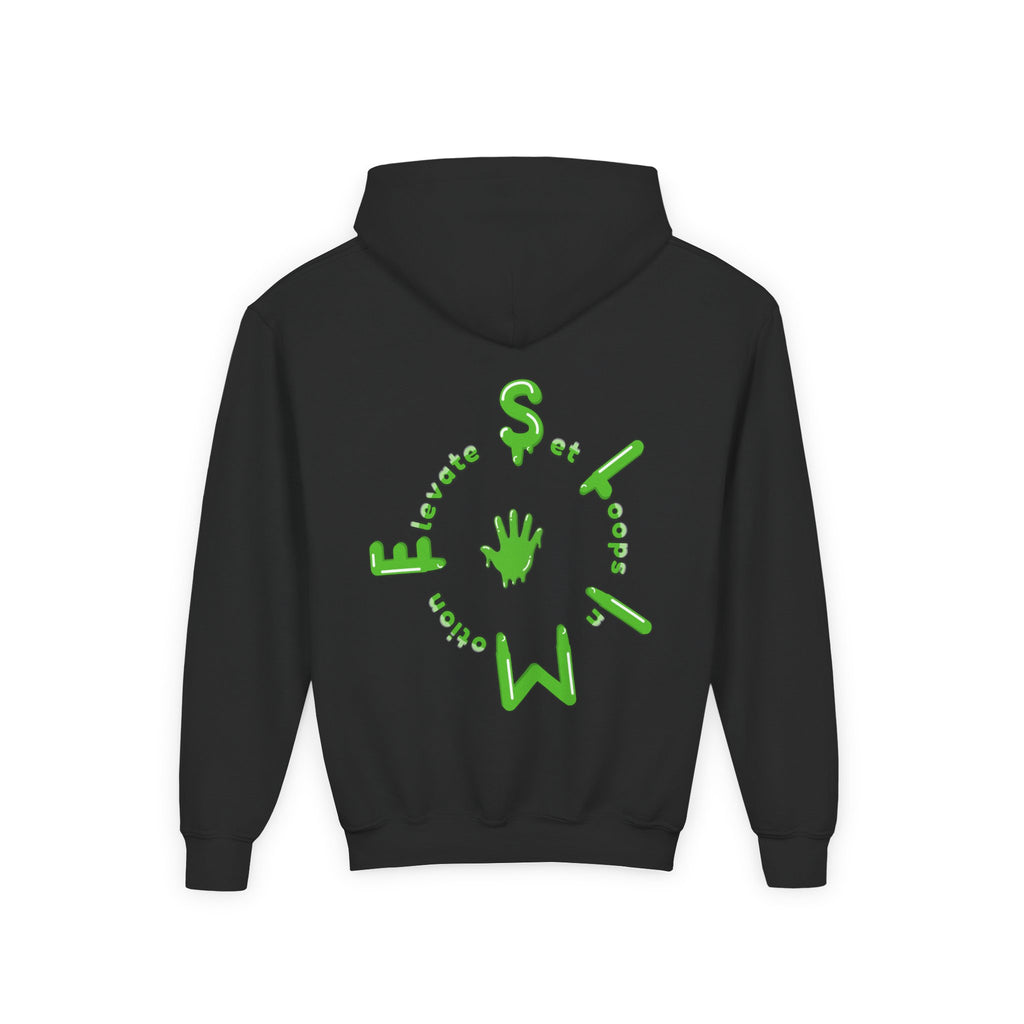 The Slime Shop Youth Hoodie — Carolina Blue / Green Slime $