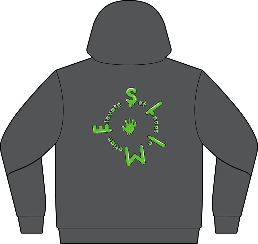 The Slime Shop Unisex ReFlex Fleece Hoodie Sweatshirt — Military Green / Green Slime $