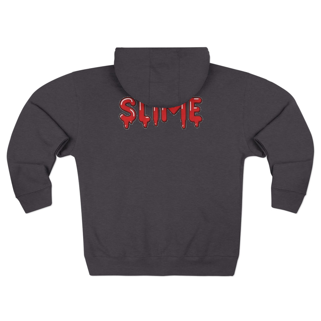 The Slime Shop Zip Hoodie — Heather / Red Slime-$