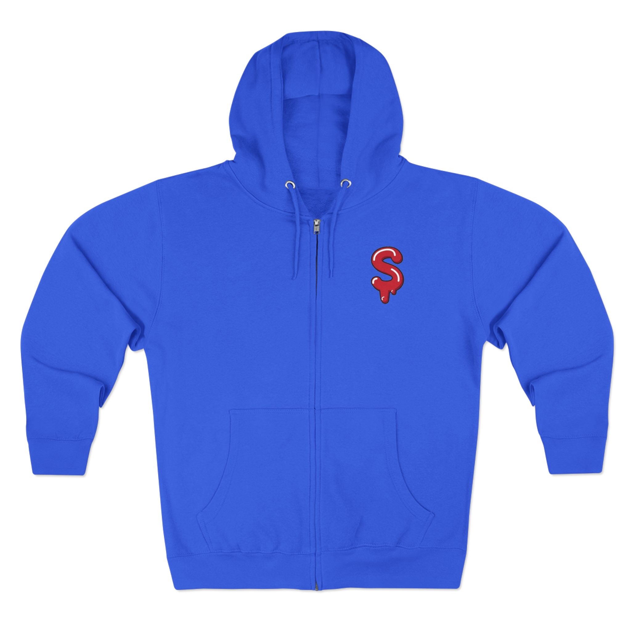The Slime Shop Zip Hoodie — Heather / Red Slime $