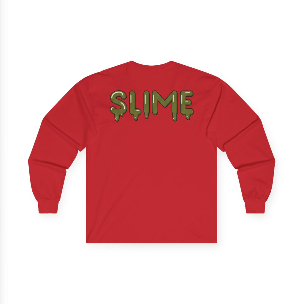 The Slime Shop Ultra Cotton Long-Sleeve — White / Olive Slime-$
