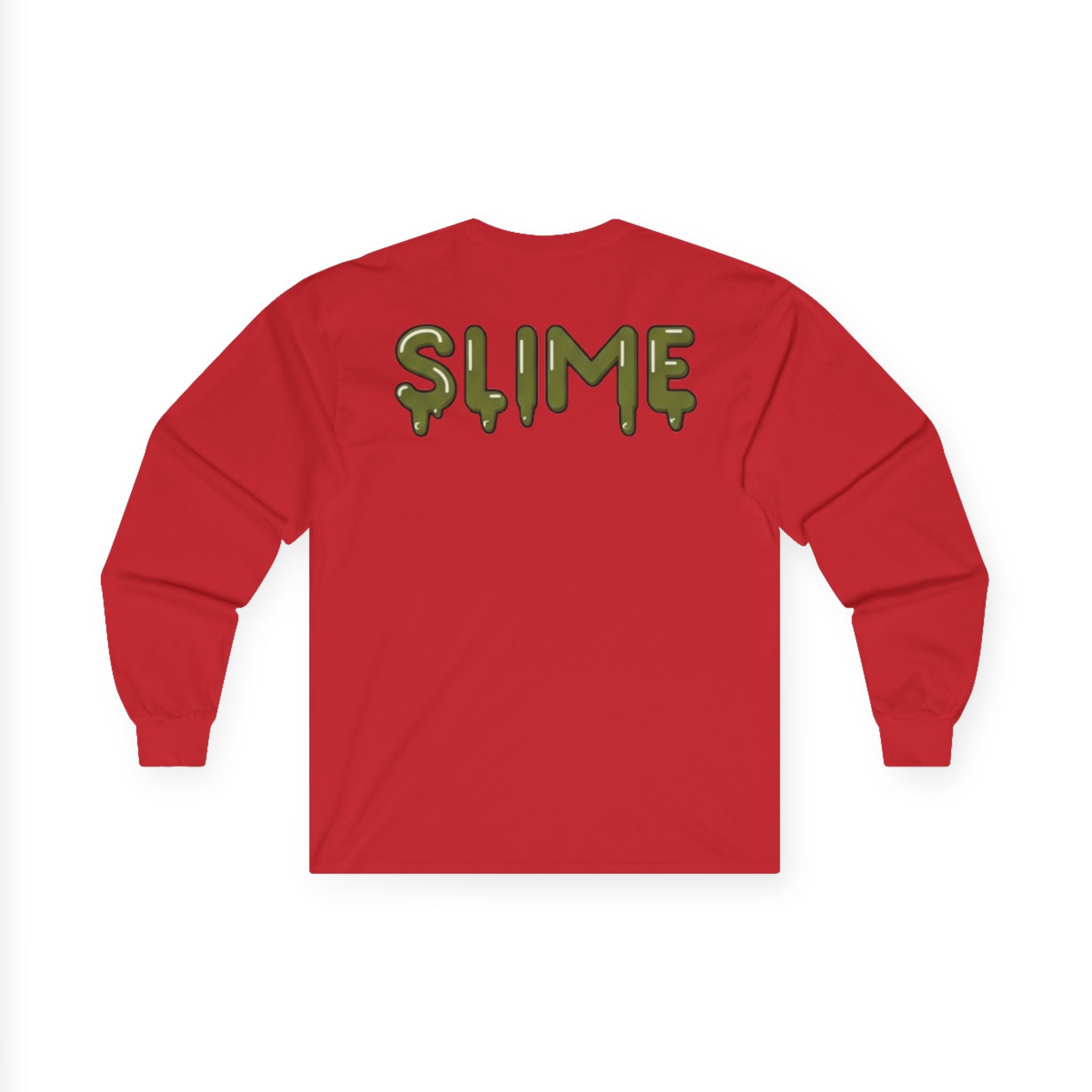 The Slime Shop Ultra Cotton Long-Sleeve — White / Olive Slime-$