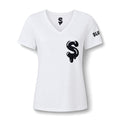 The Slime Shop Women's V-Neck Tee — White / Black Slime $