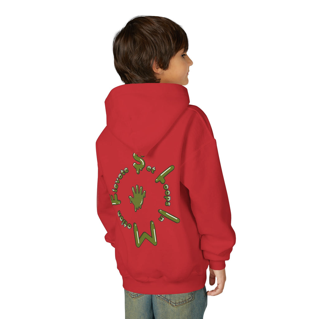 The Slime Shop Youth Hoodie — Red / Army Green Slime $