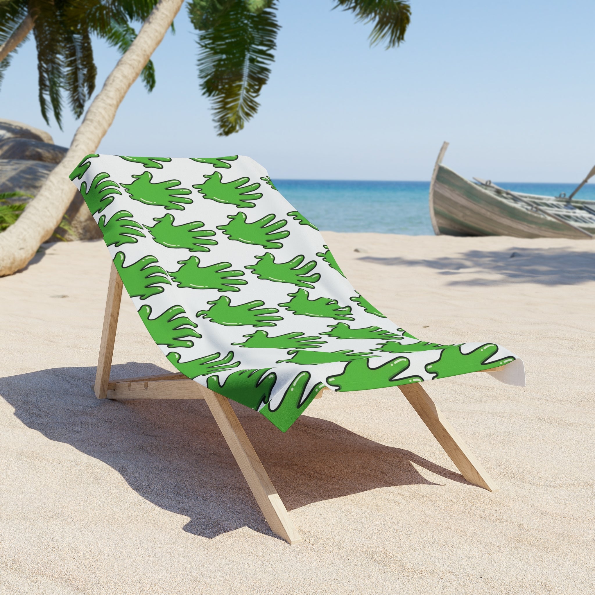 The Slime Shop Beach Towel — White / Green Slime In 5