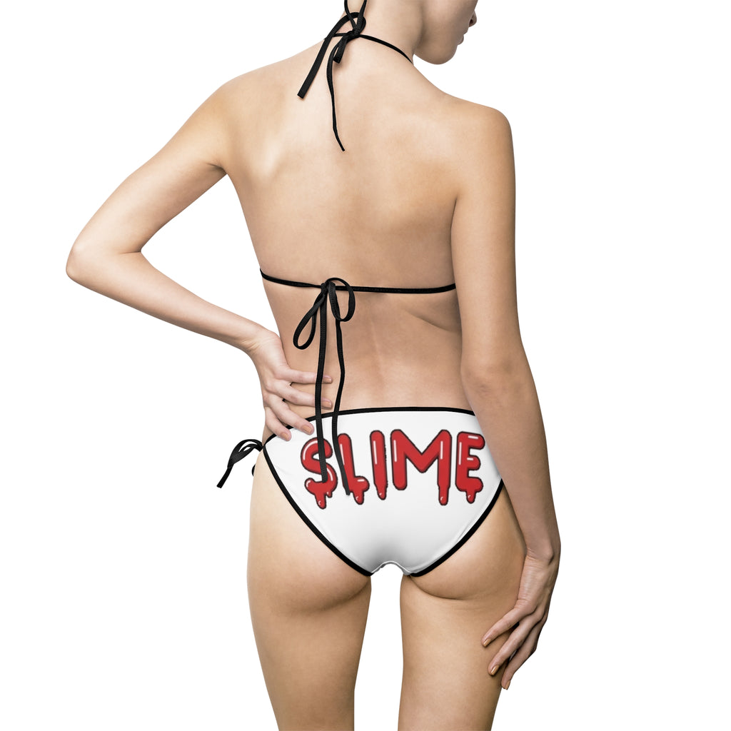 The Slime Shop Women's Bikini Swimsuit — White / Red Slime $ (+ Slime In 5 hand)