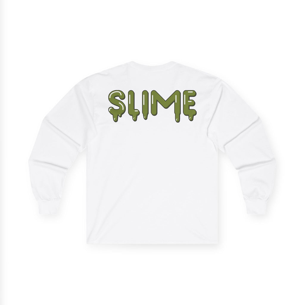 The Slime Shop Ultra Cotton Long-Sleeve — White / Olive Slime In 5