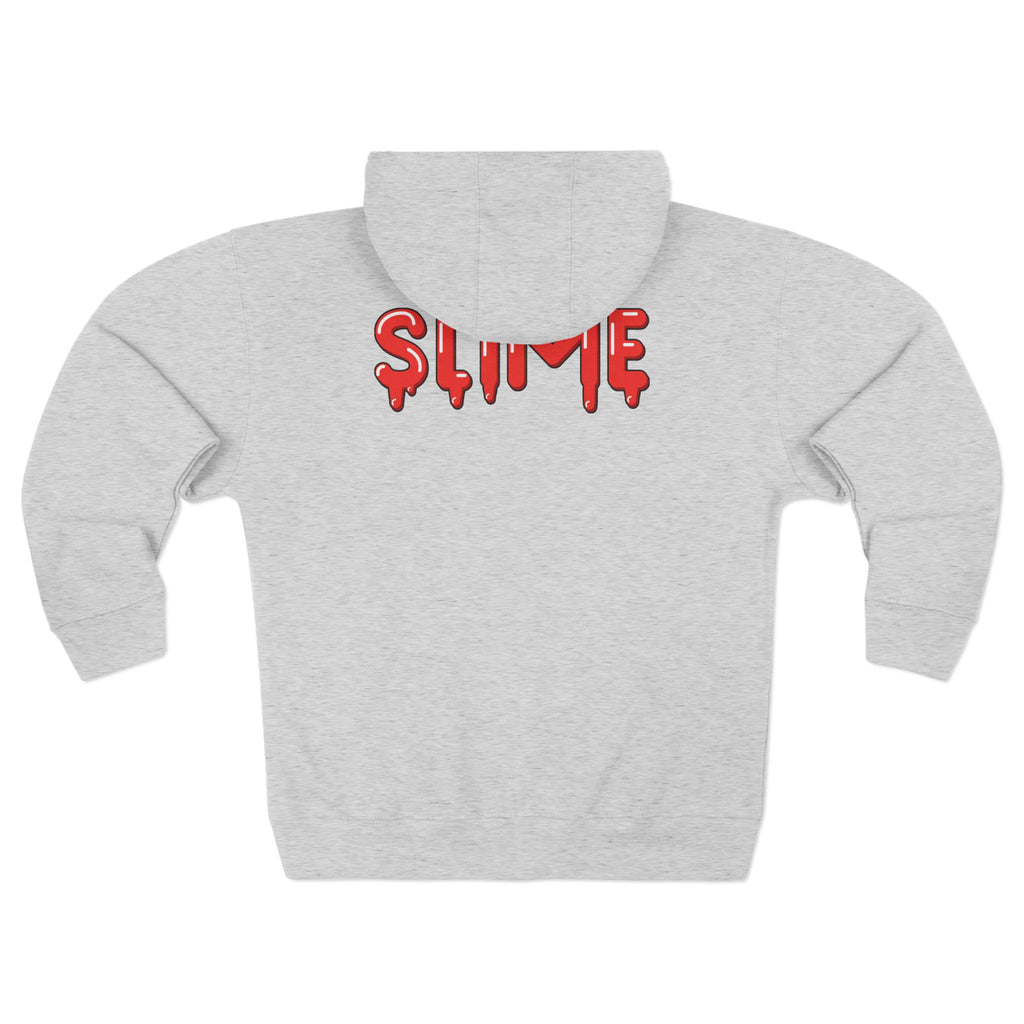 The Slime Shop Zip Hoodie — Heather / Red Slime $