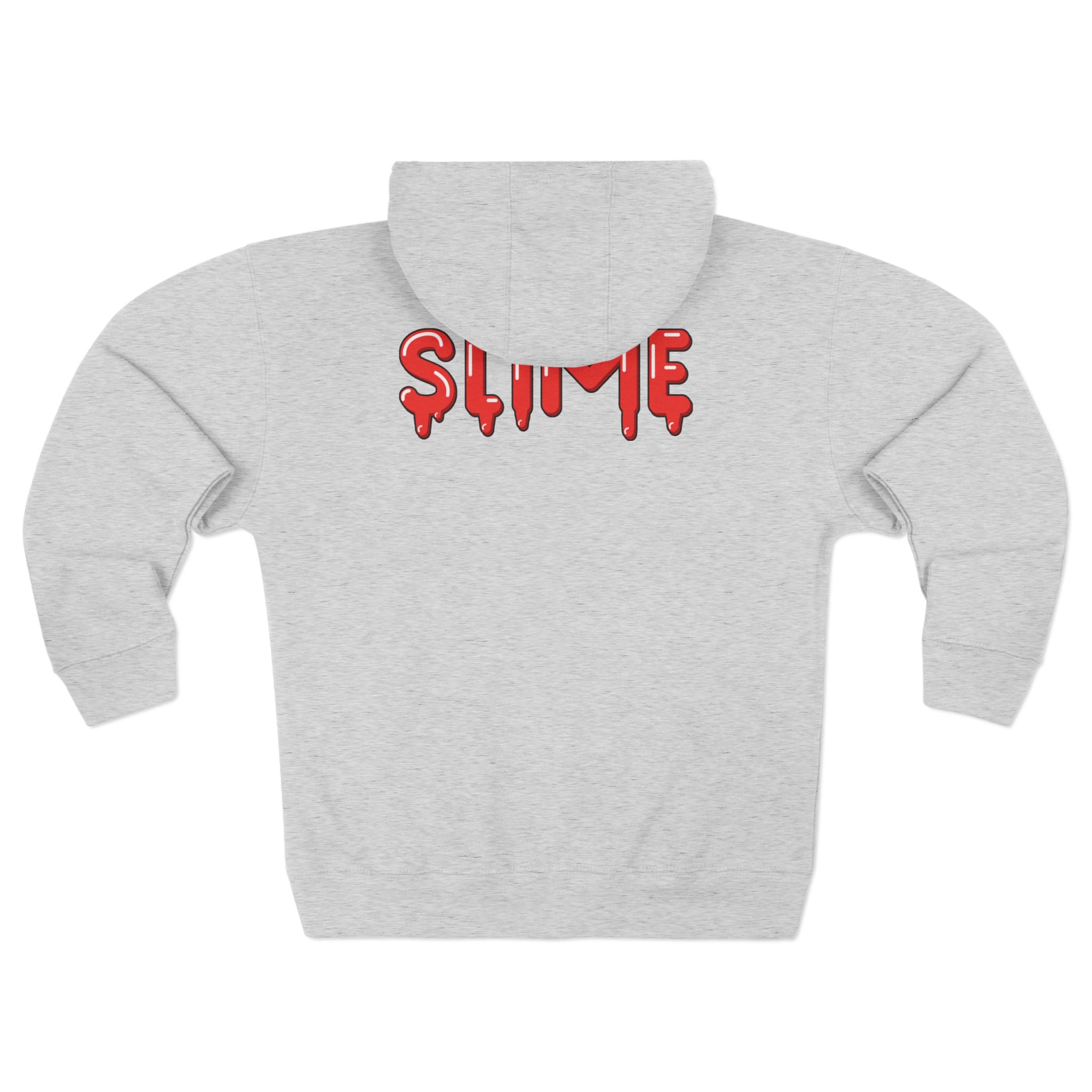 The Slime Shop Zip Hoodie — Heather / Red Slime $