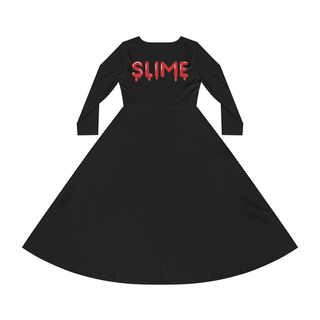The Slime Shop Women's Long Sleeve Dance Dress — Black / Red Slime In 5 (hand)