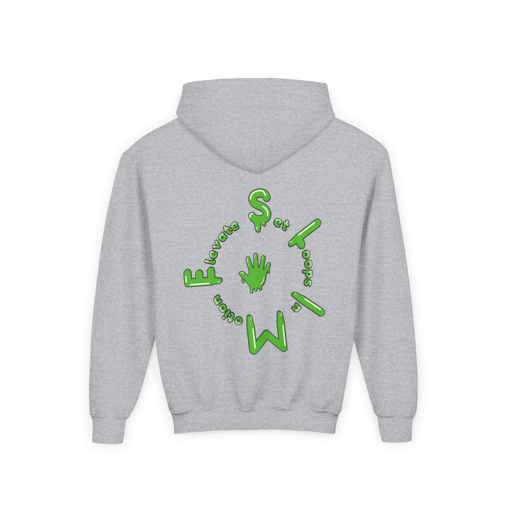 The Slime Shop Youth Hoodie — Carolina Blue / Green Slime $