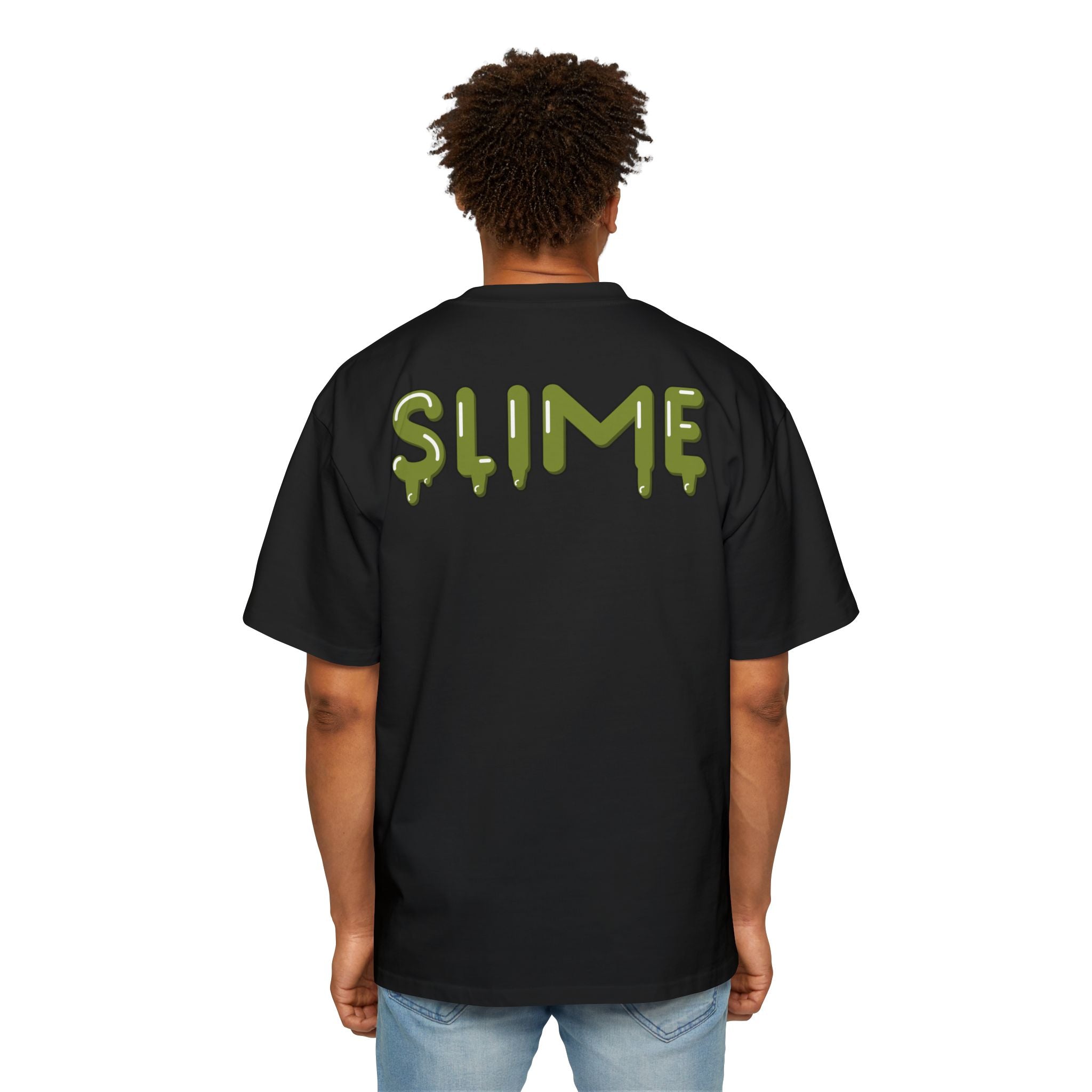 The Slime Shop Men's Oversized Tee — White / Olive SLIME