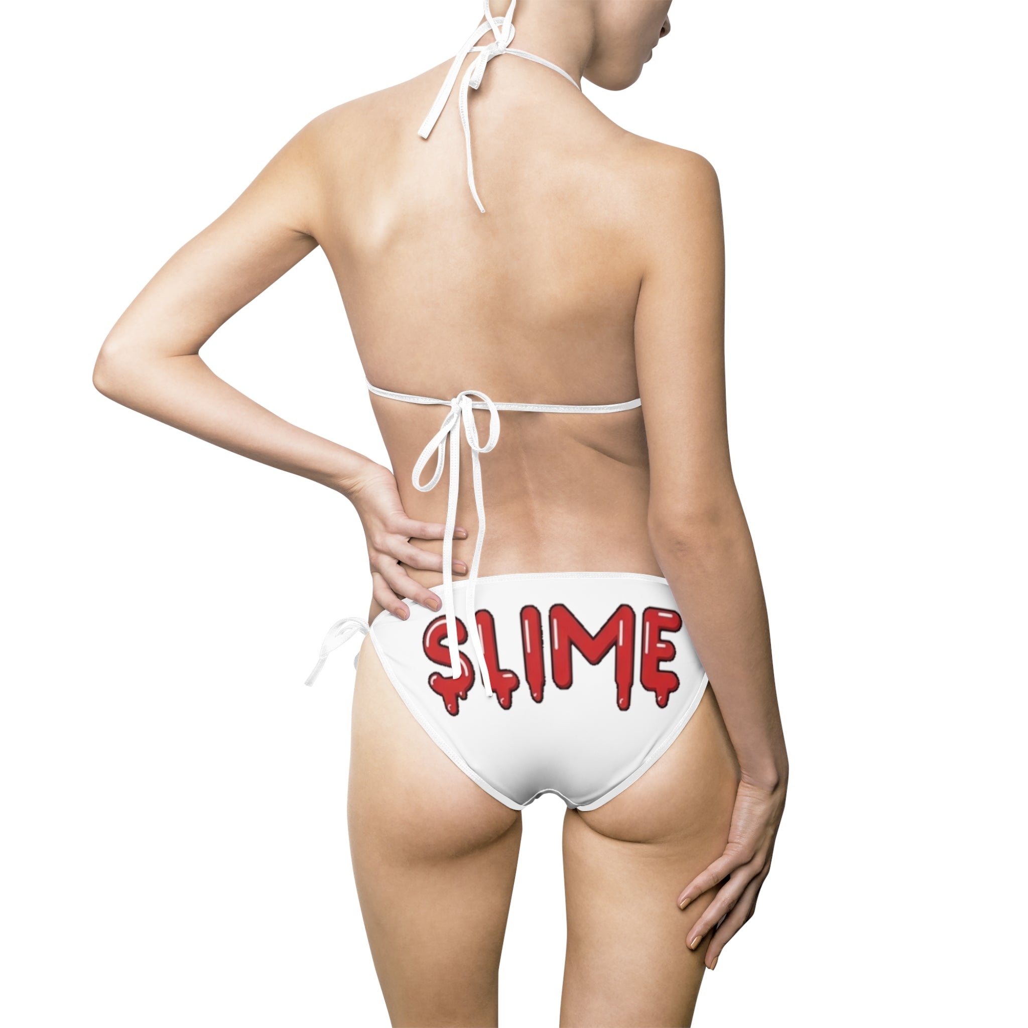 The Slime Shop Women's Bikini Swimsuit — White / Red Slime $ (+ Slime In 5 hand)