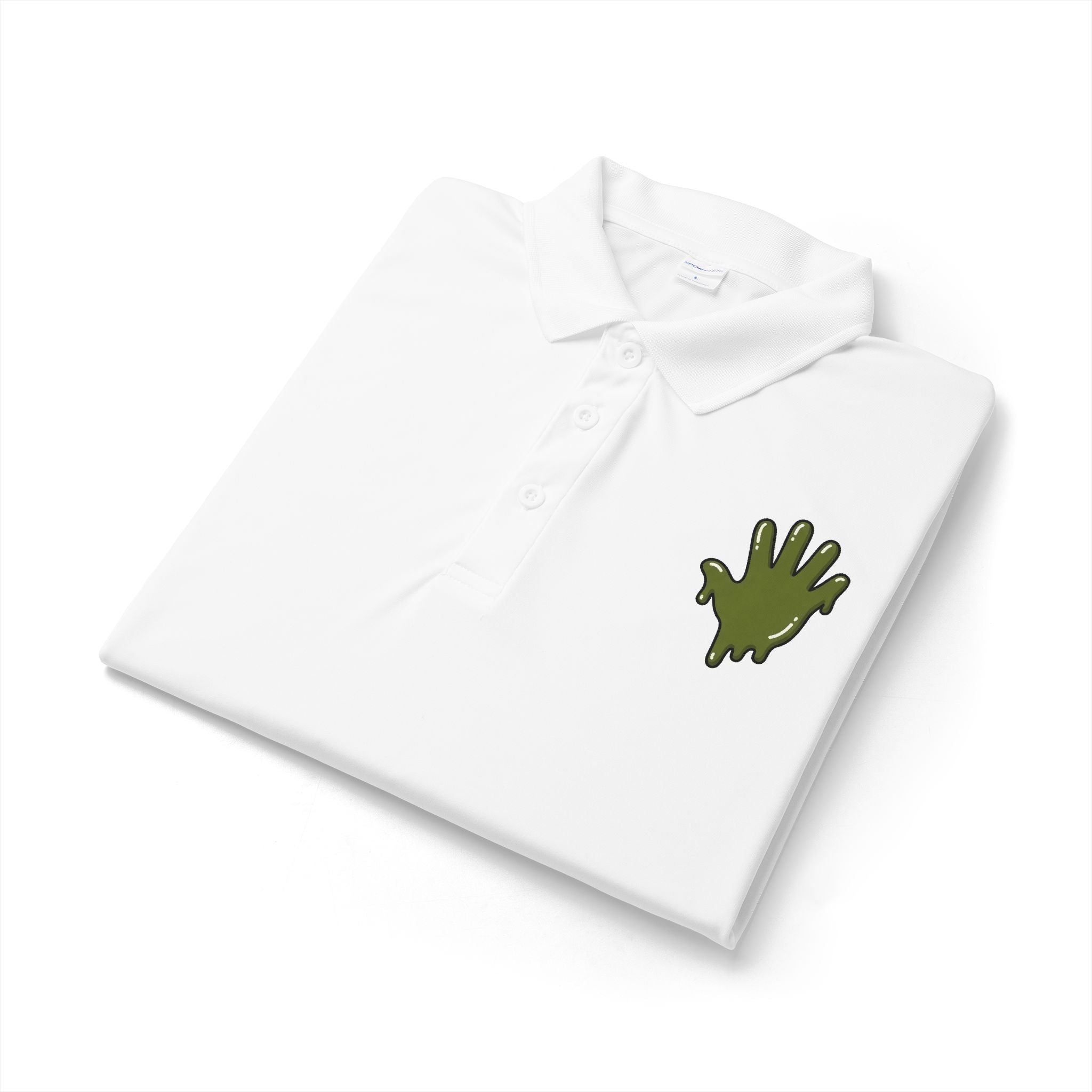 The Slime Shop Sport-Tek Polo — White / Olive Slime In 5