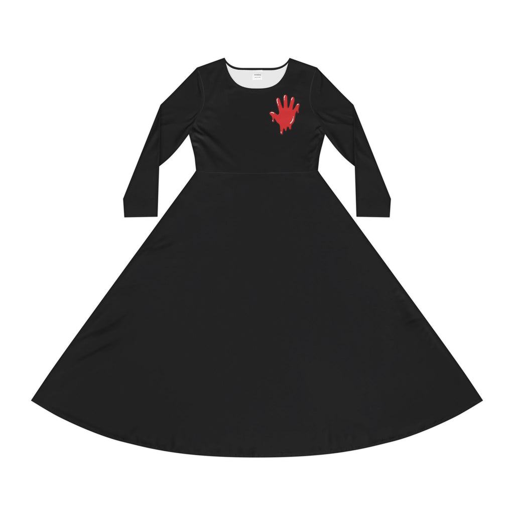 The Slime Shop Women's Long Sleeve Dance Dress — Black / Red Slime In 5 (hand)