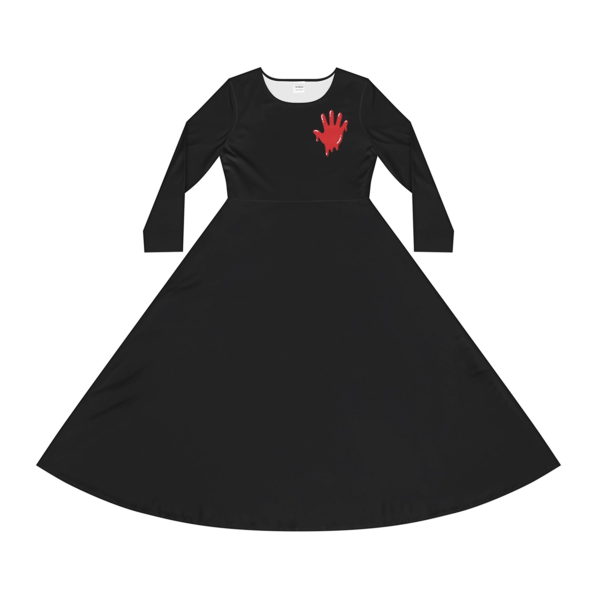 The Slime Shop Women's Long Sleeve Dance Dress — Black / Red Slime In 5 (hand)
