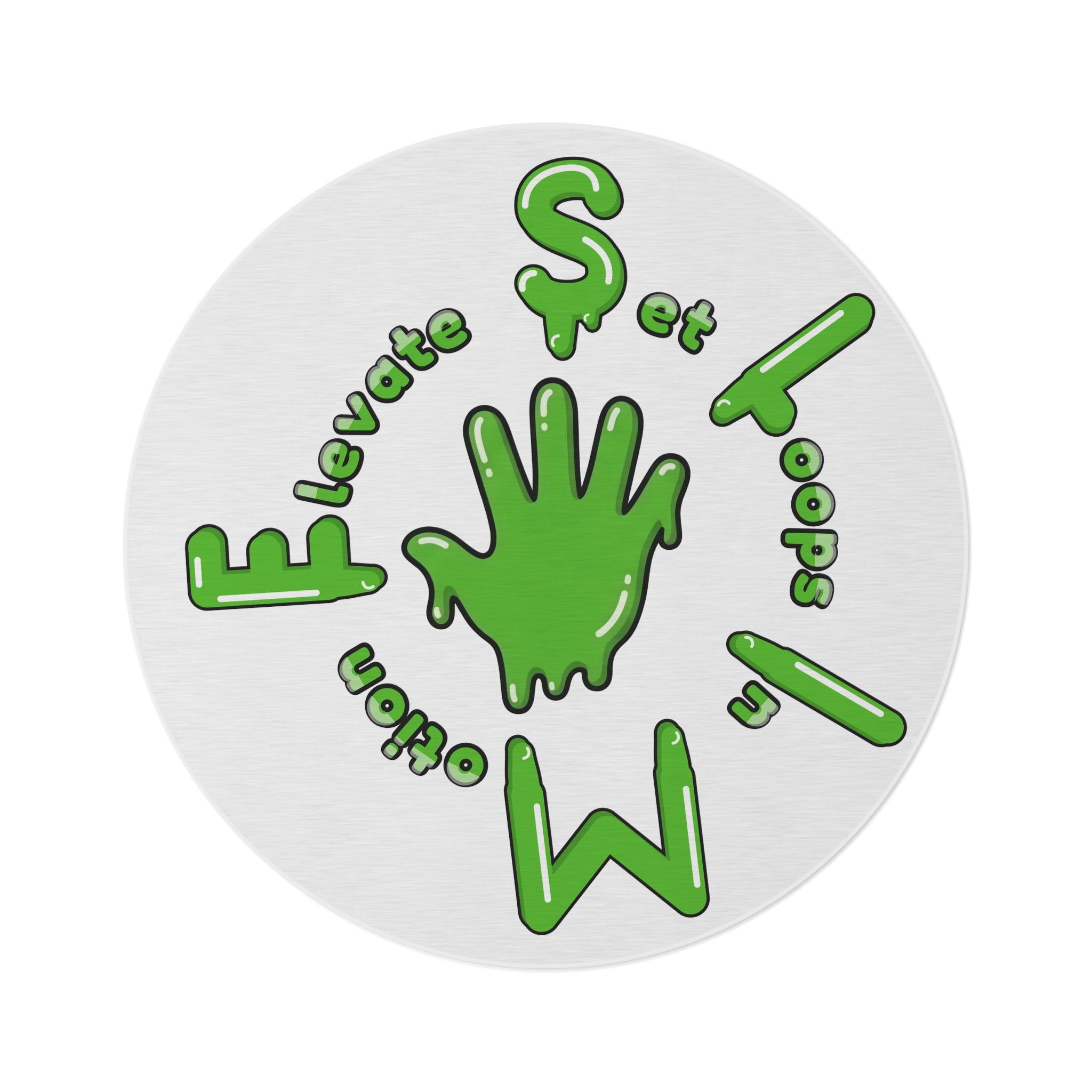 The Slime Shop Round Rug — Hand & Ring (Green) II