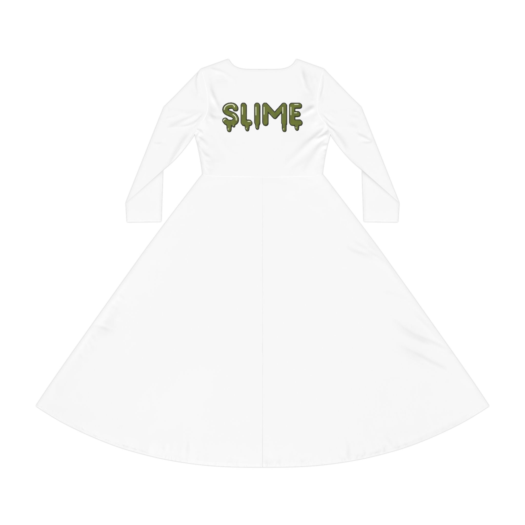 The Slime Shop Women's Long Sleeve Dance Dress — White / Olive Slime In 5 (hand)