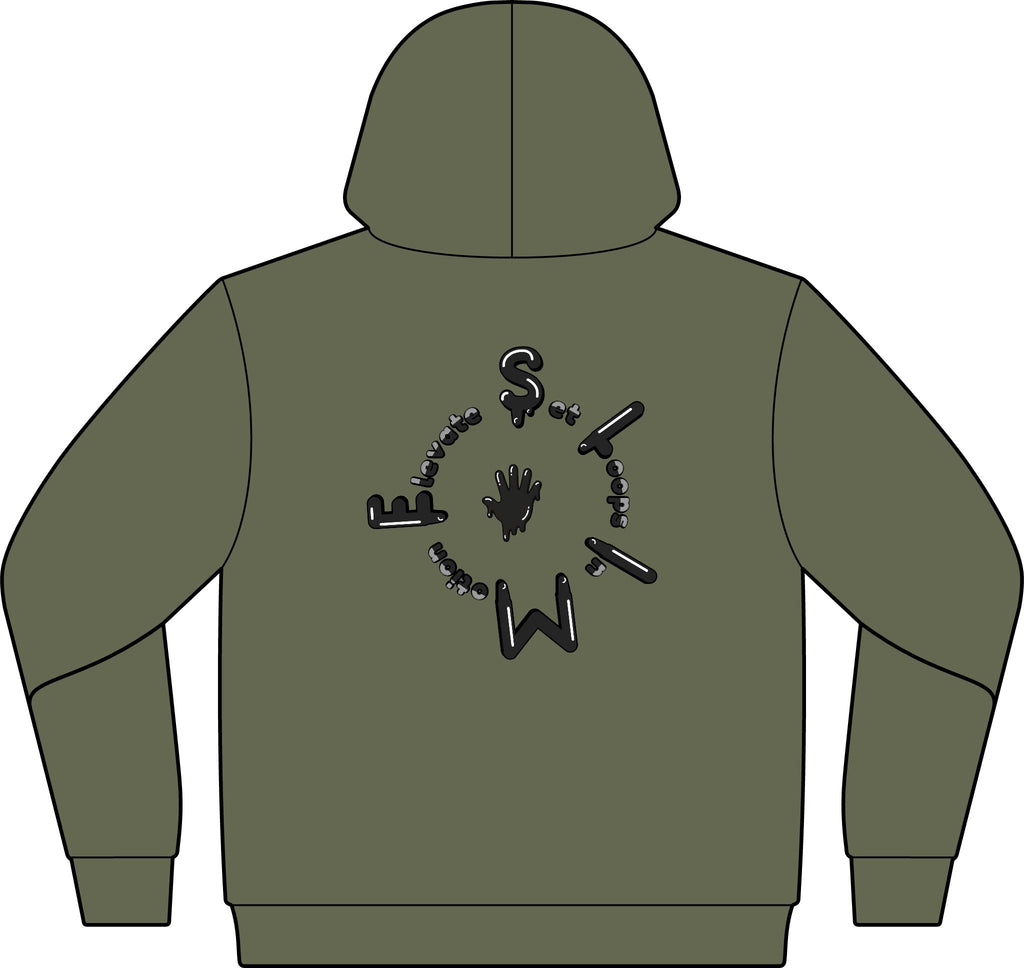 The Slime Shop Fleece Hoodie — Military Green / Black Slime S