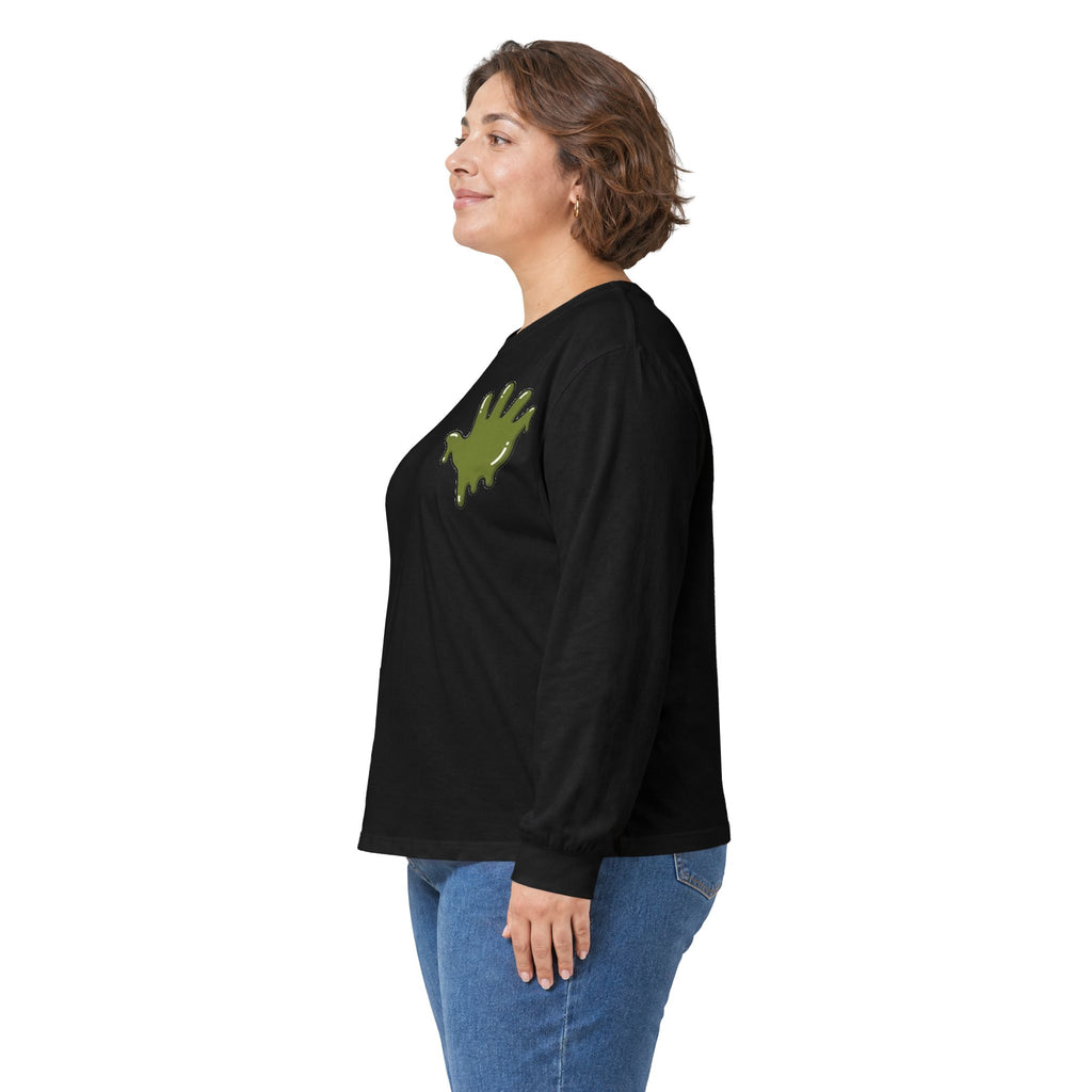 The Slime Shop Ultra Cotton Long-Sleeve — White / Olive Slime In 5