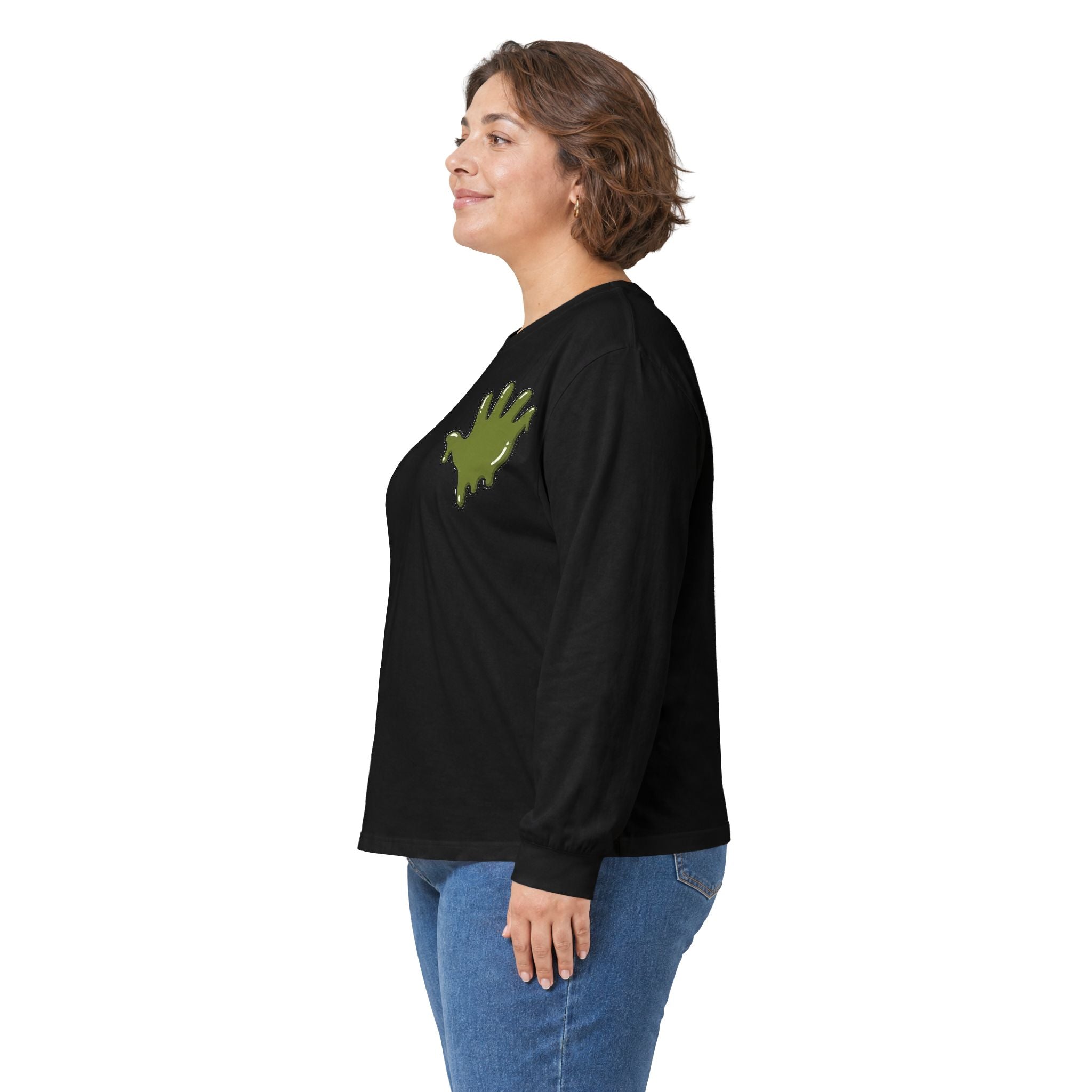 The Slime Shop Ultra Cotton Long-Sleeve — White / Olive Slime In 5