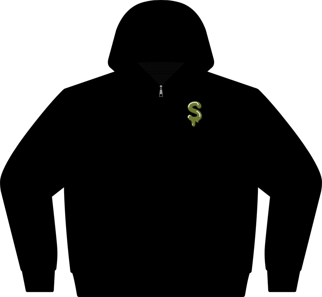 The Slime Shop Full-Zip Hoodie — Black / Olive Slime Sircle