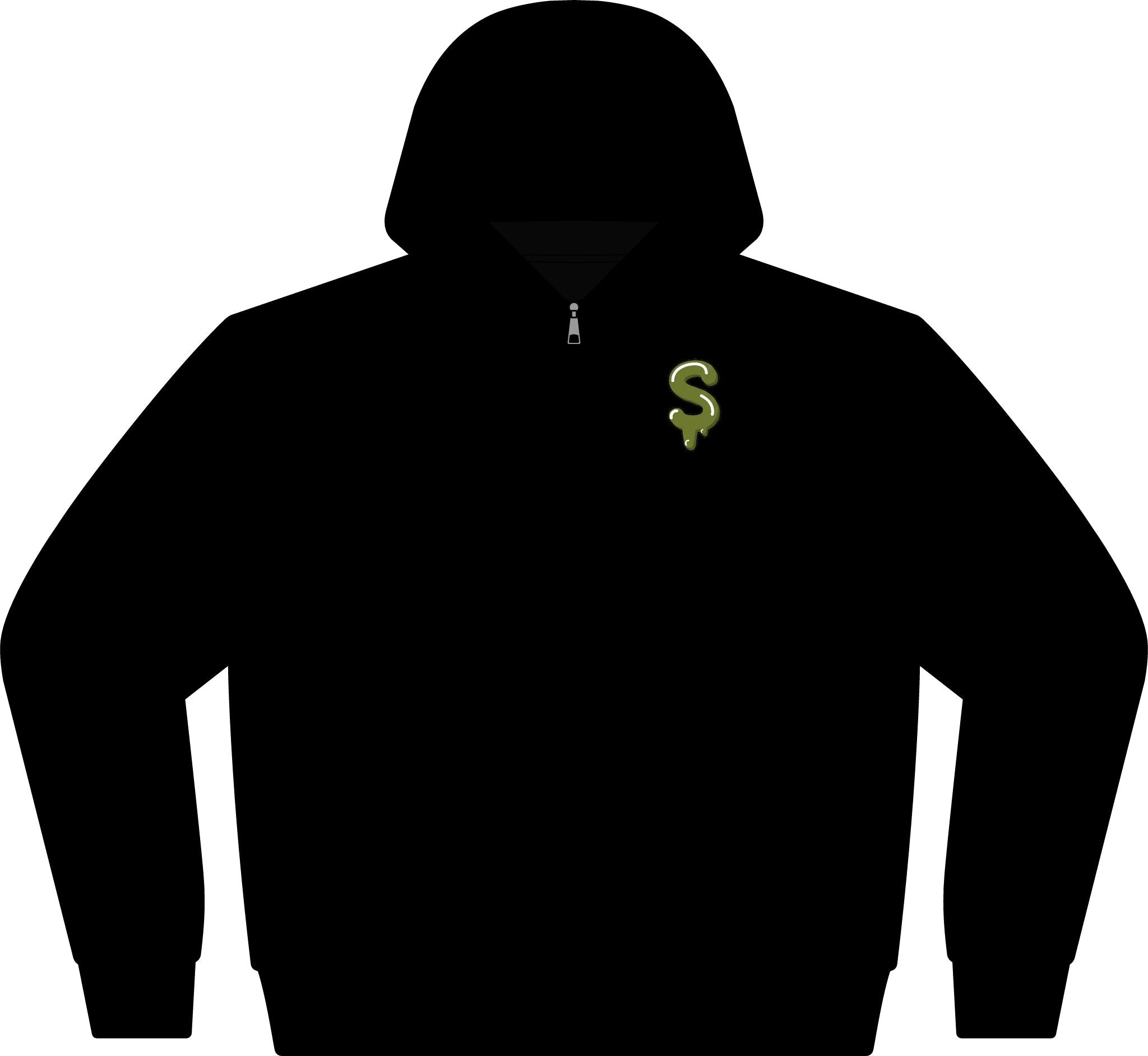 The Slime Shop Full-Zip Hoodie — Black / Olive Slime Sircle