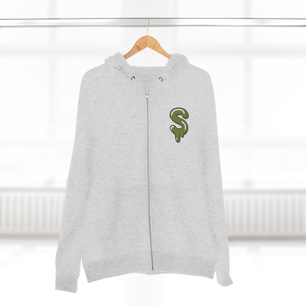 The Slime Shop Zip Hoodie — Heather / Olive Slime-$