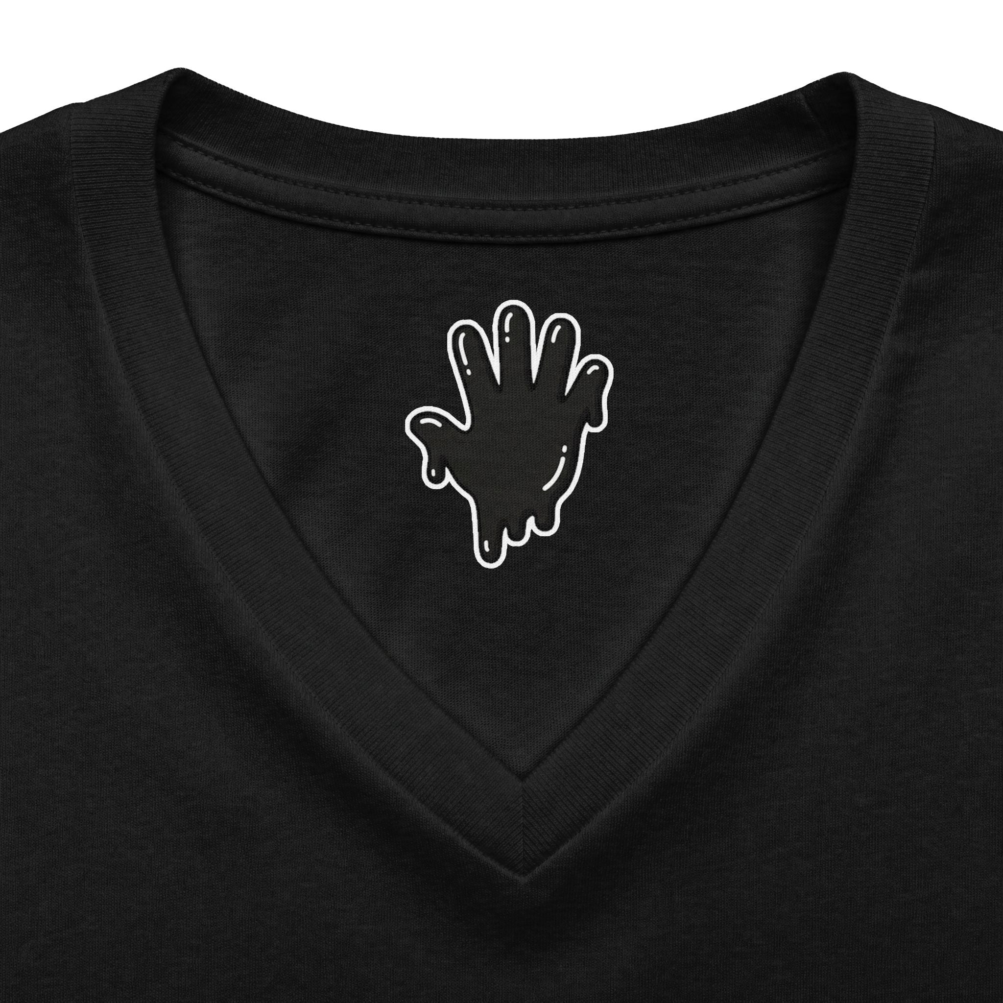 The Slime Shop Women's V-Neck Tee — White / Black Slime In 5