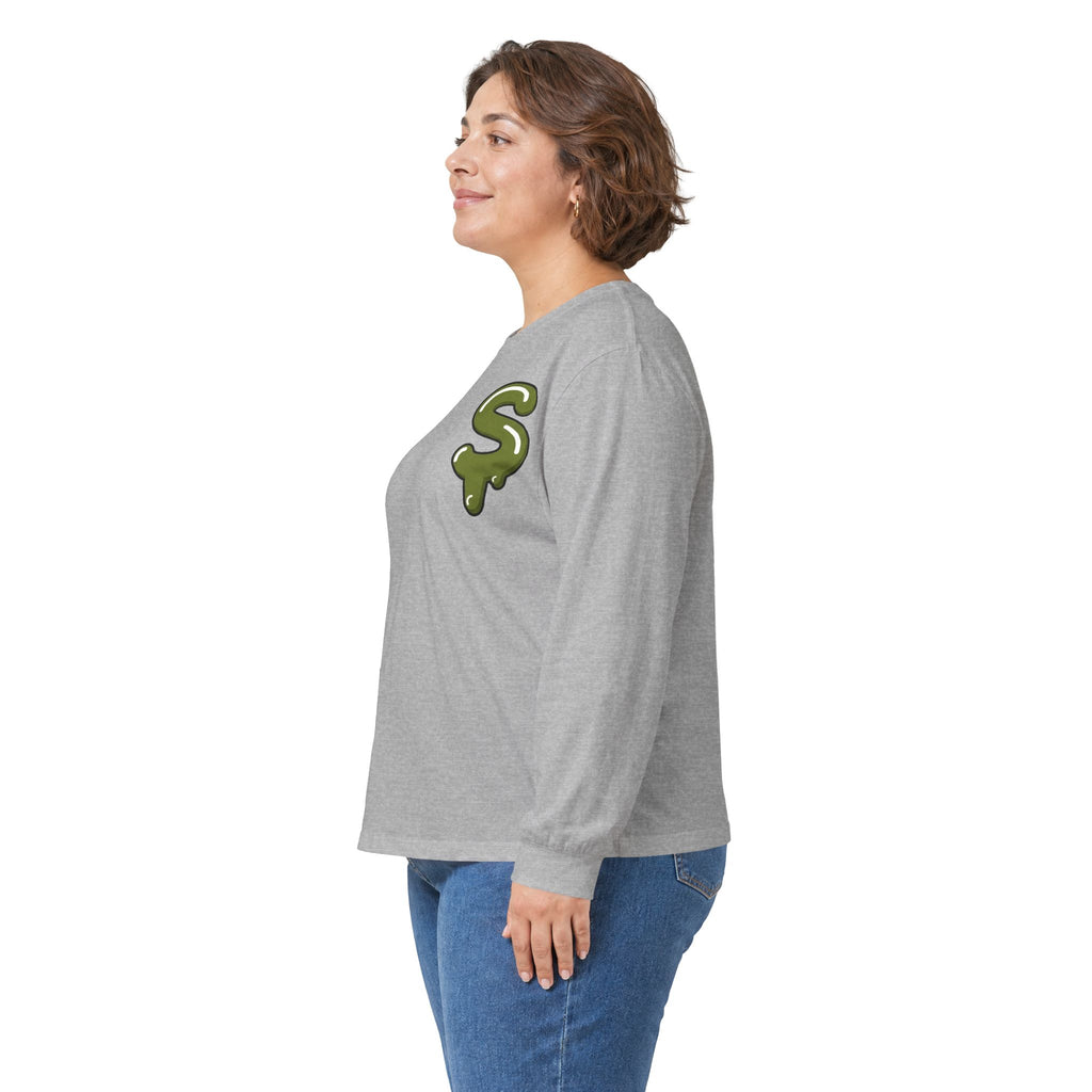 The Slime Shop Ultra Cotton Long-Sleeve Tee — Dark Heather / Olive Slime Sircle