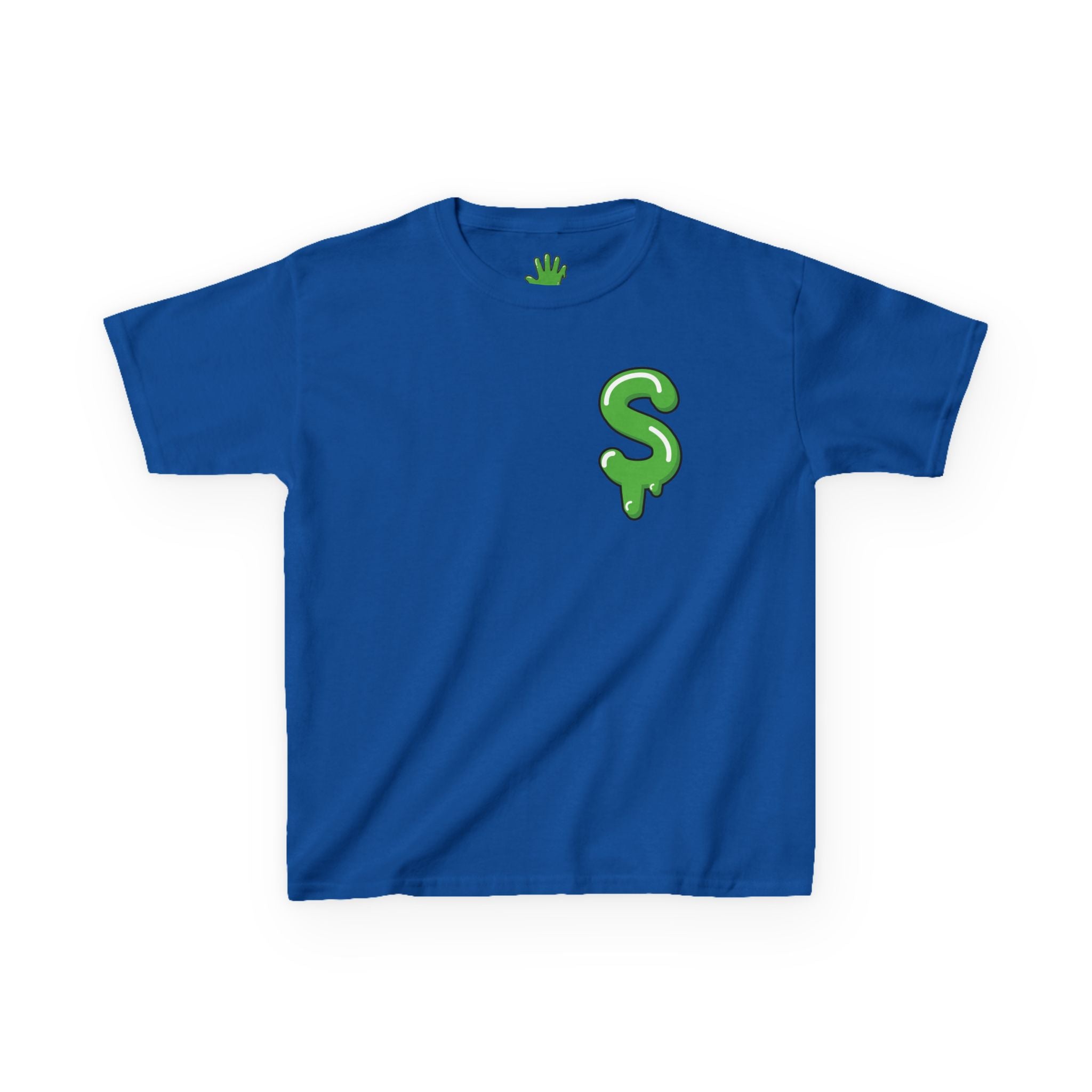 The Slime Shop Kids Tee — Royal Blue / Green Slime Sircle