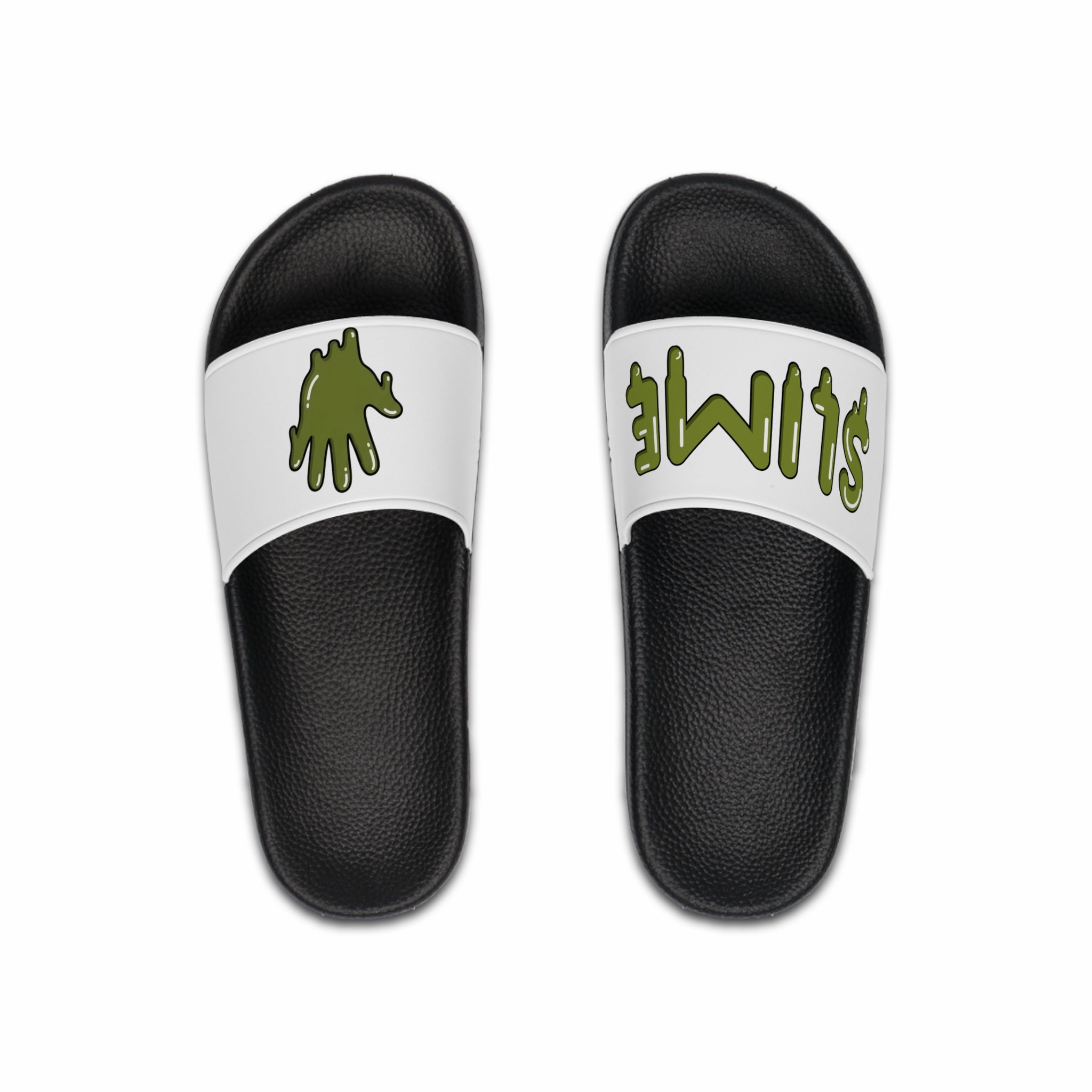 The Slime Shop Slides — Black / Olive Slime In 5