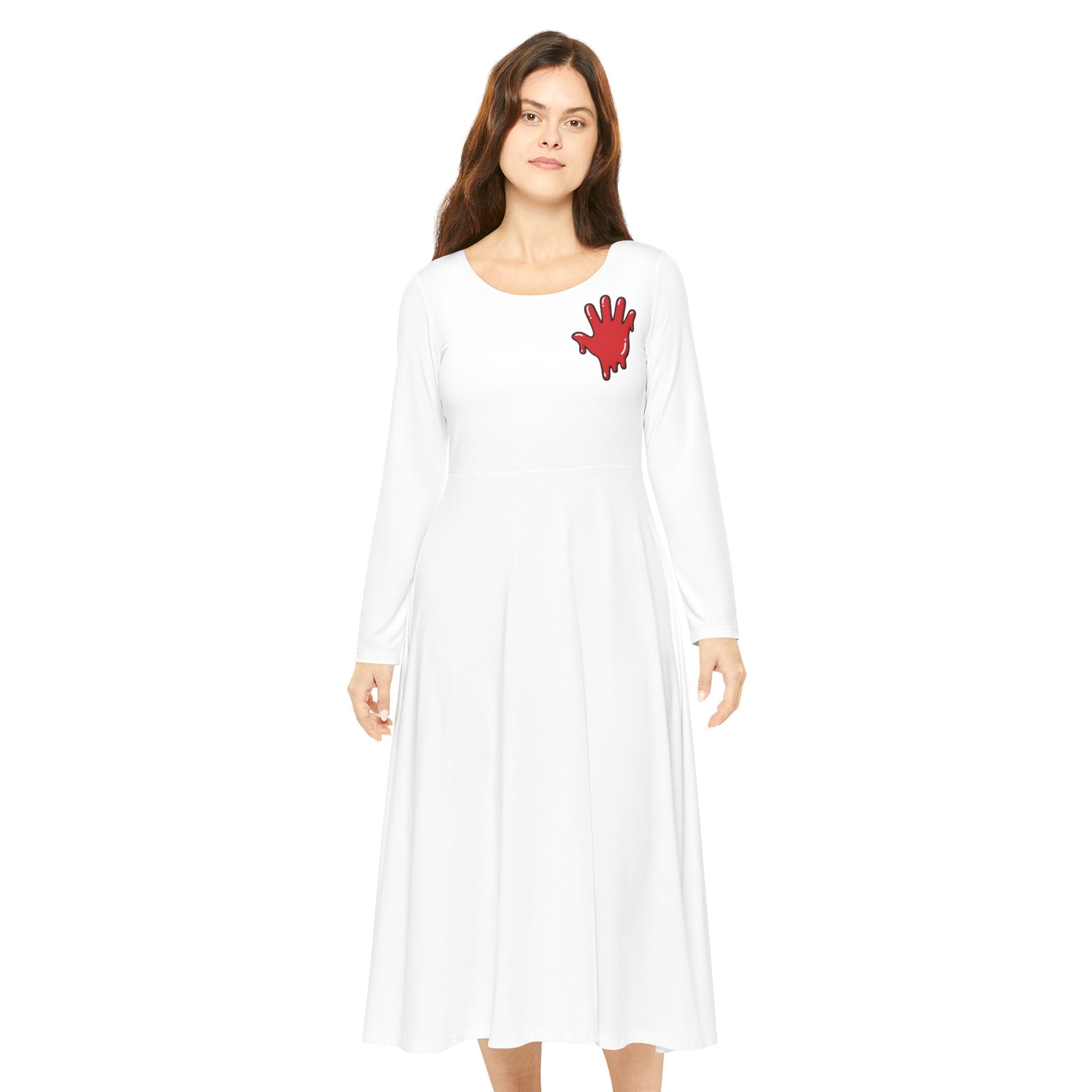 The Slime Shop Women's Long Sleeve Dance Dress — White / Red Slime In 5 (hand)