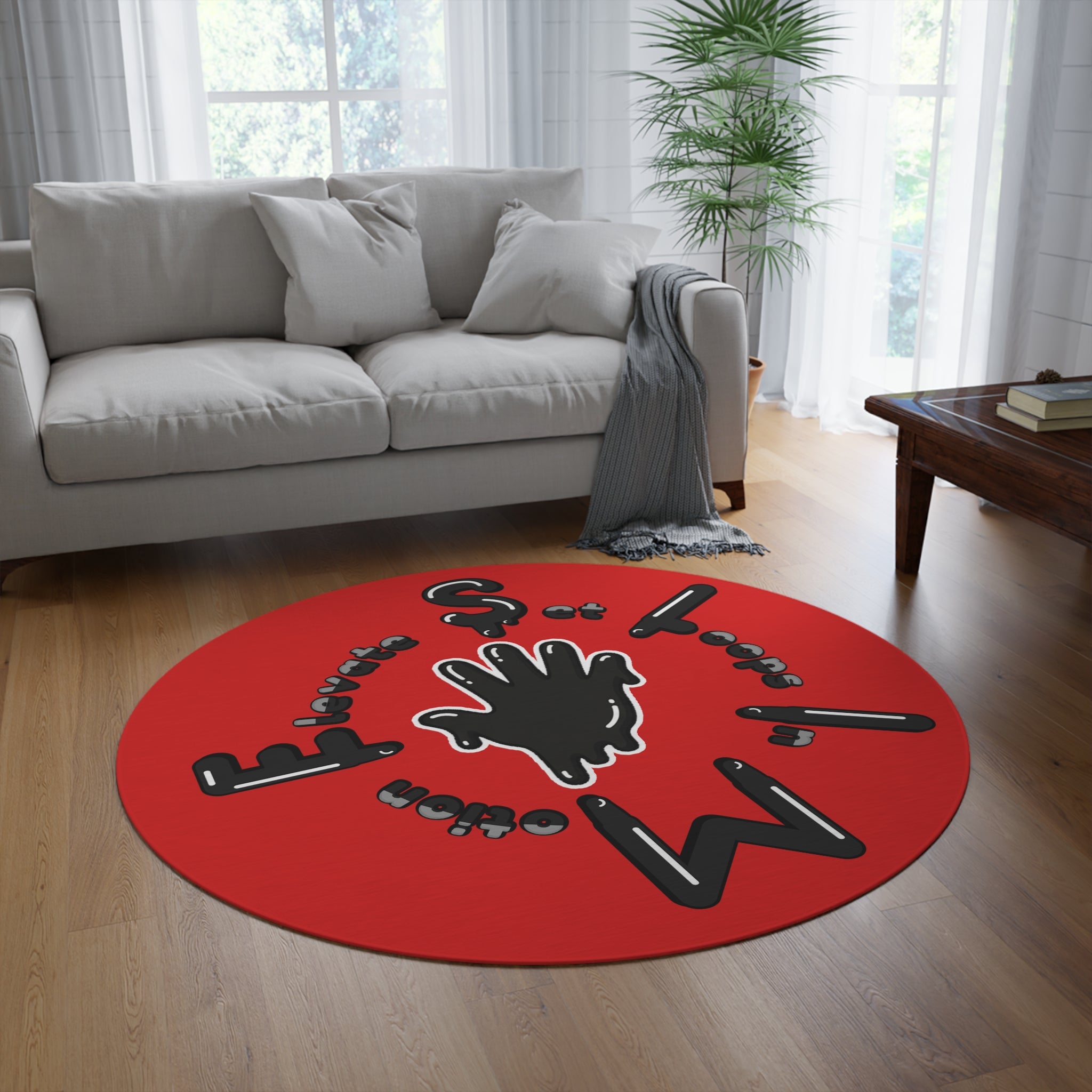 The Slime Shop Round Rug — Hand & Ring (Black) IV