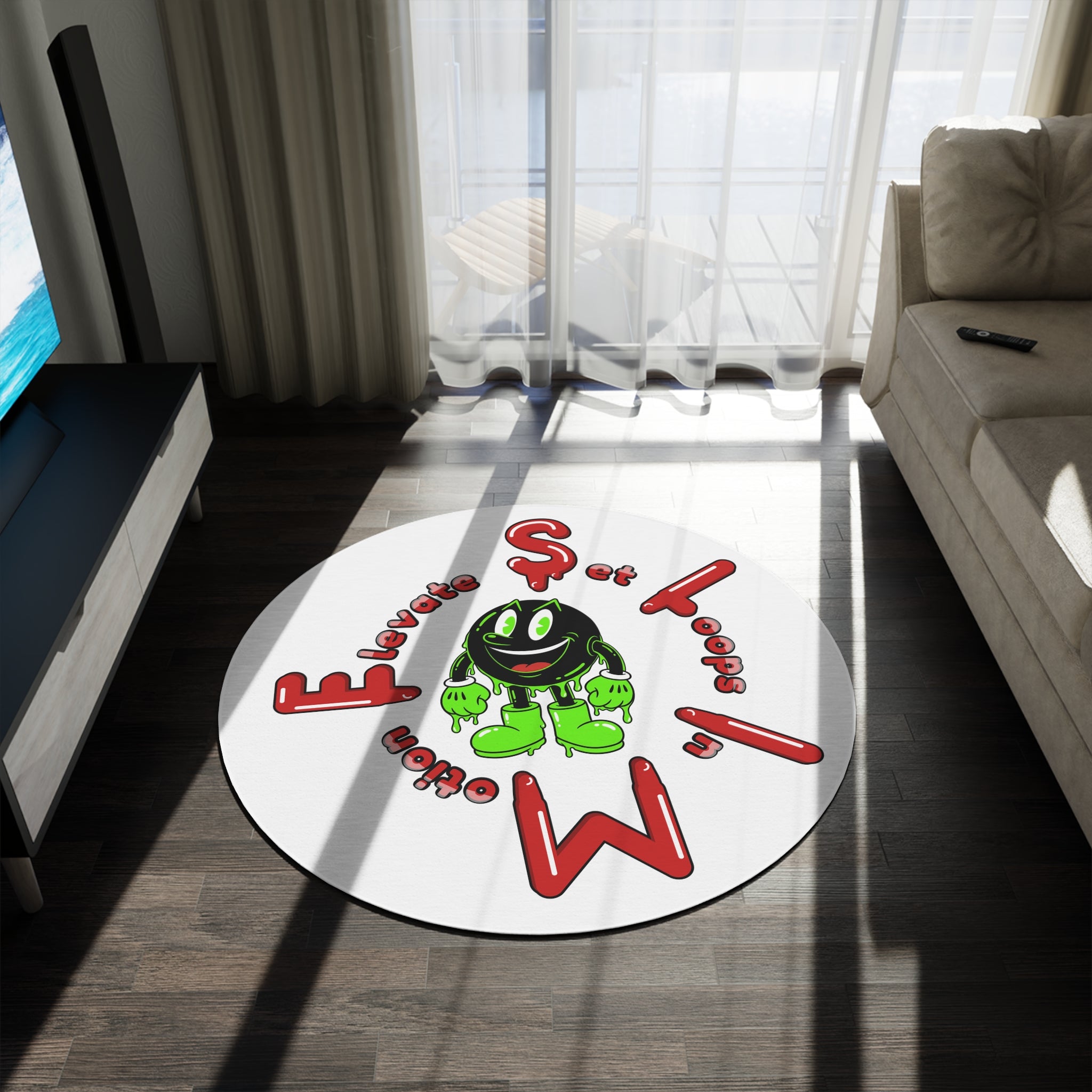 The Slime Shop Round Rug — Slimeman & Ring (Red)