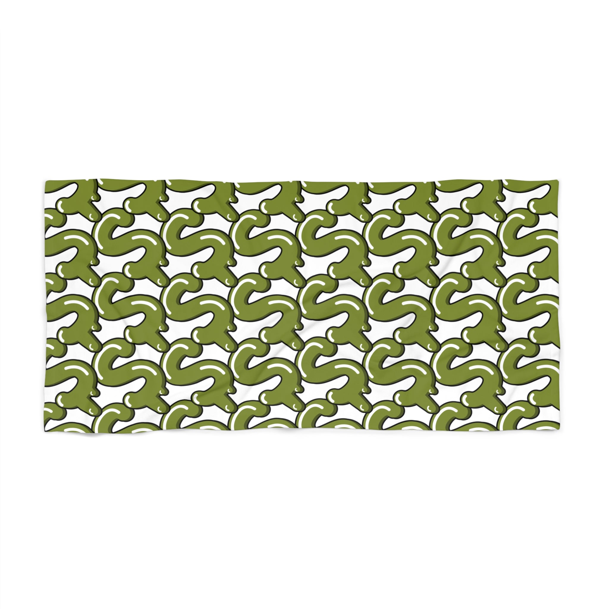 The Slime Shop Beach Towel — White / Olive Slime $