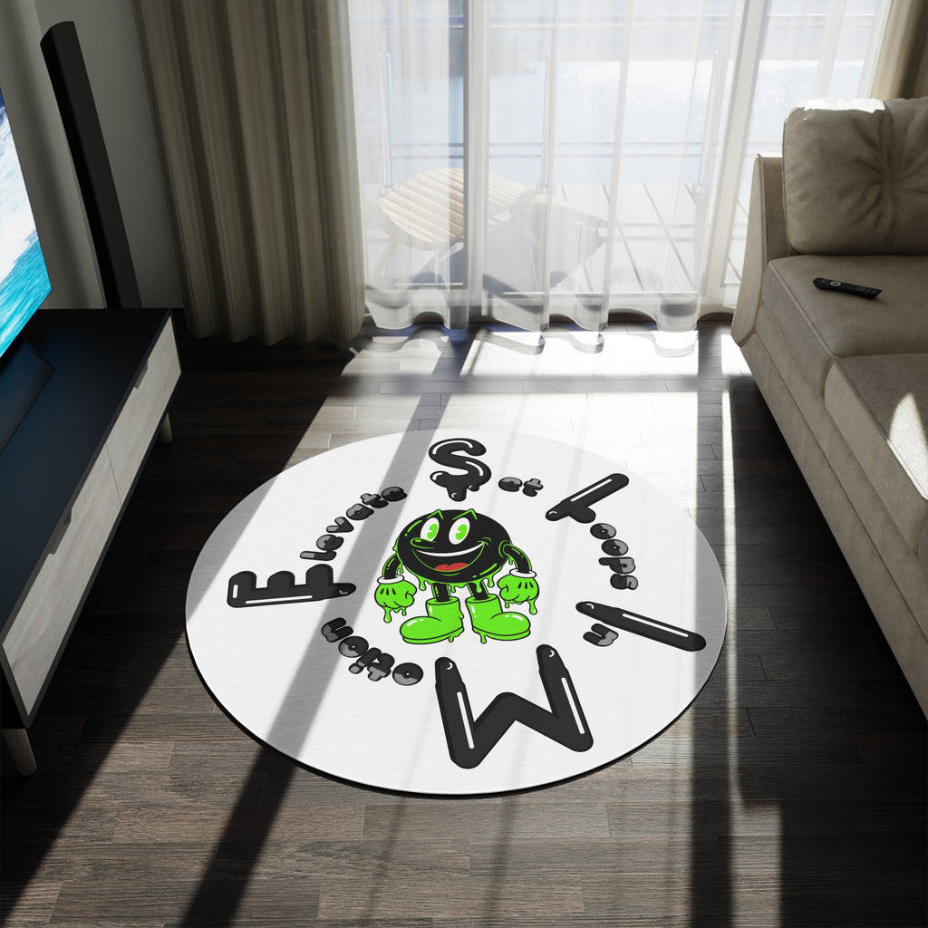 The Slime Shop Round Rug — Slimeman & Ring (Black)
