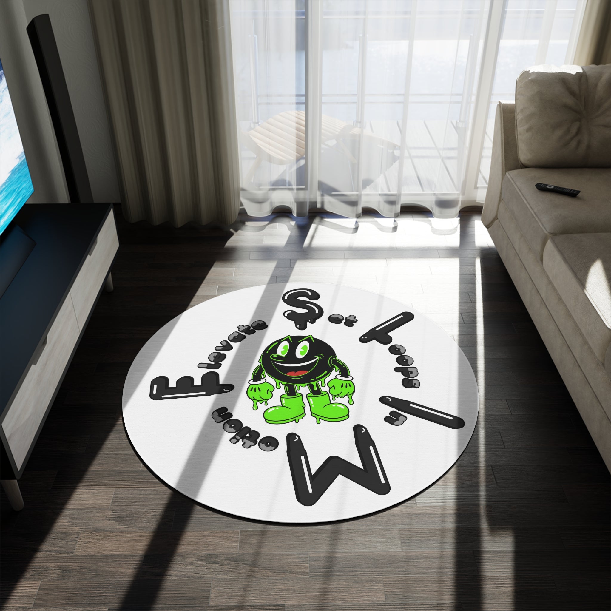 The Slime Shop Round Rug — Slimeman & Ring (Black)