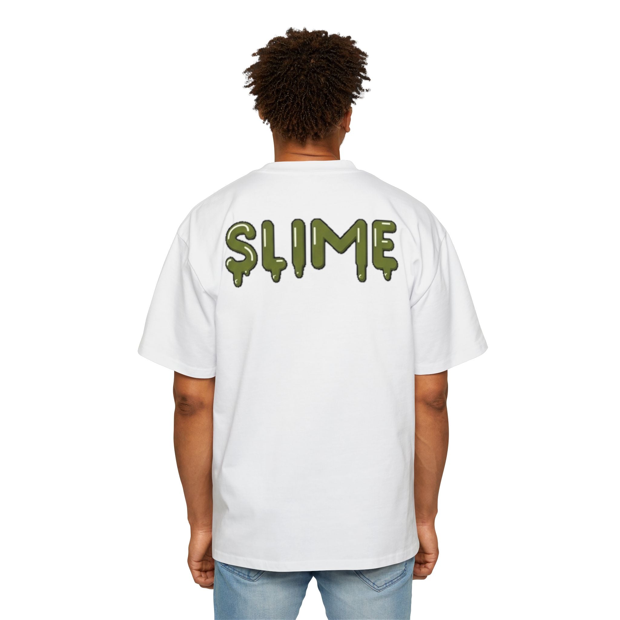 The Slime Shop Men's Oversized Tee — White / Olive Slime In 5