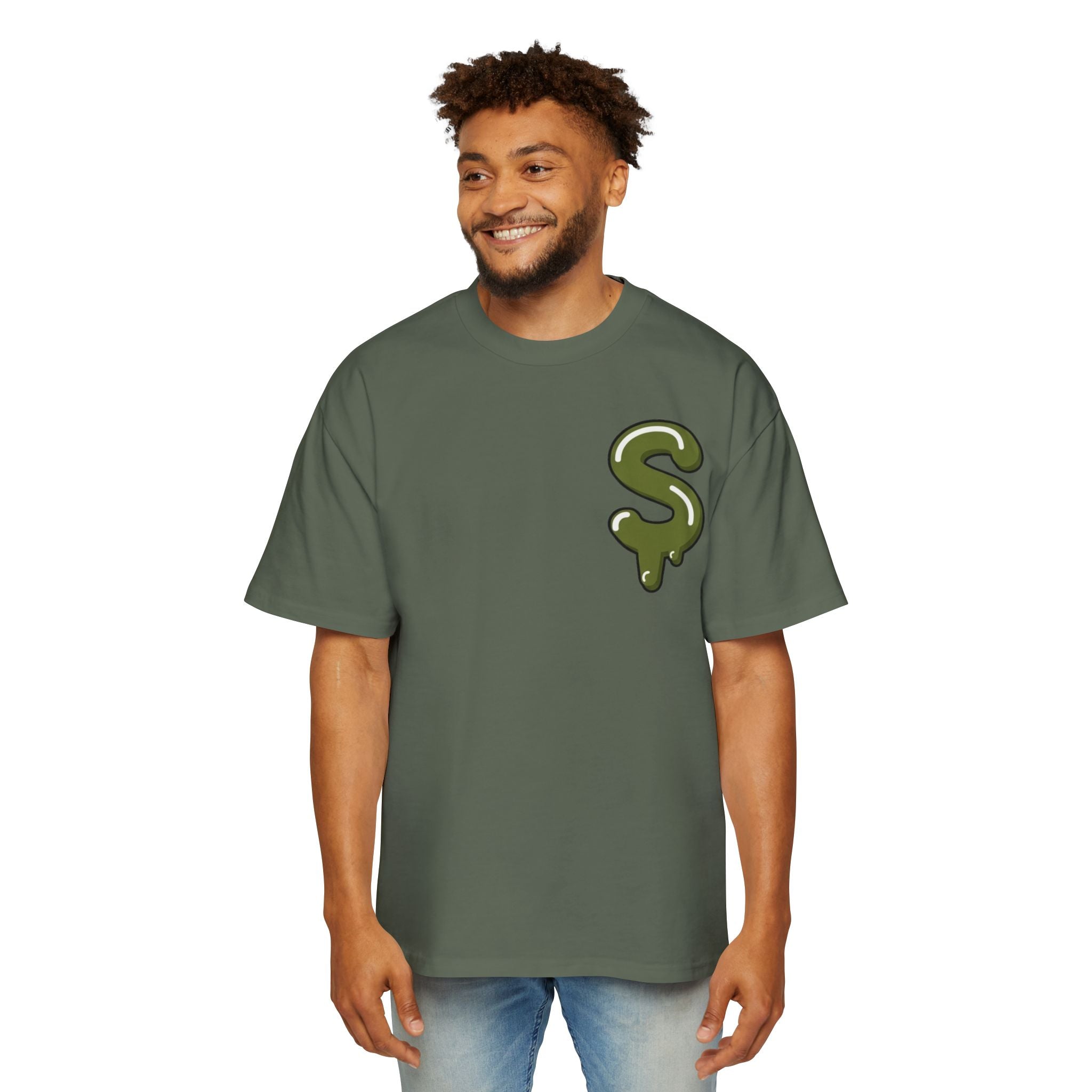 The Slime Shop Heavy Oversized Tee — Brown / Olive Slime Sircle