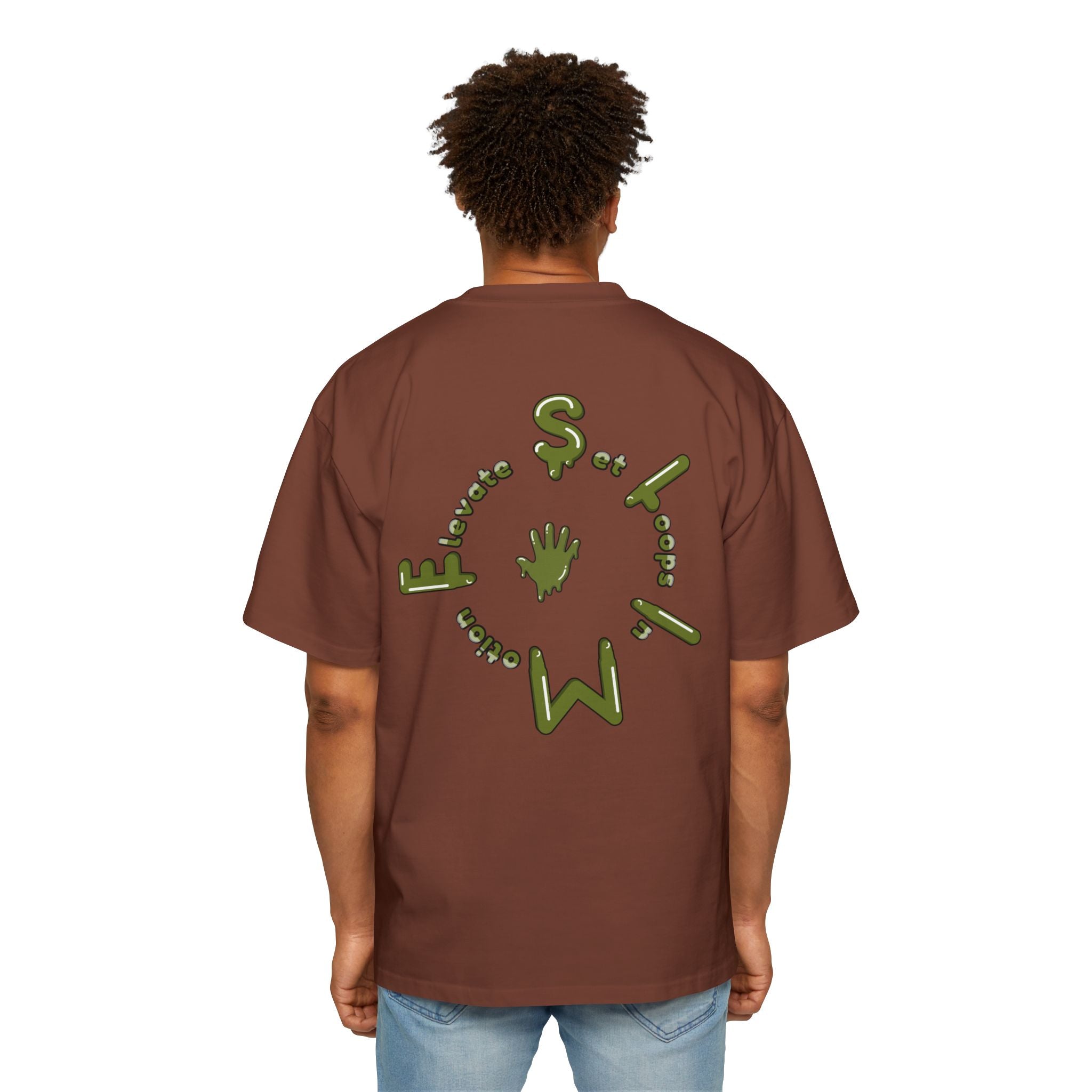 The Slime Shop Heavy Oversized Tee — Brown / Olive Slime Sircle