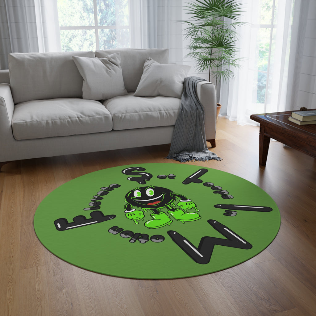 The Slime Shop Round Rug — Slimeman & Ring (Black) III