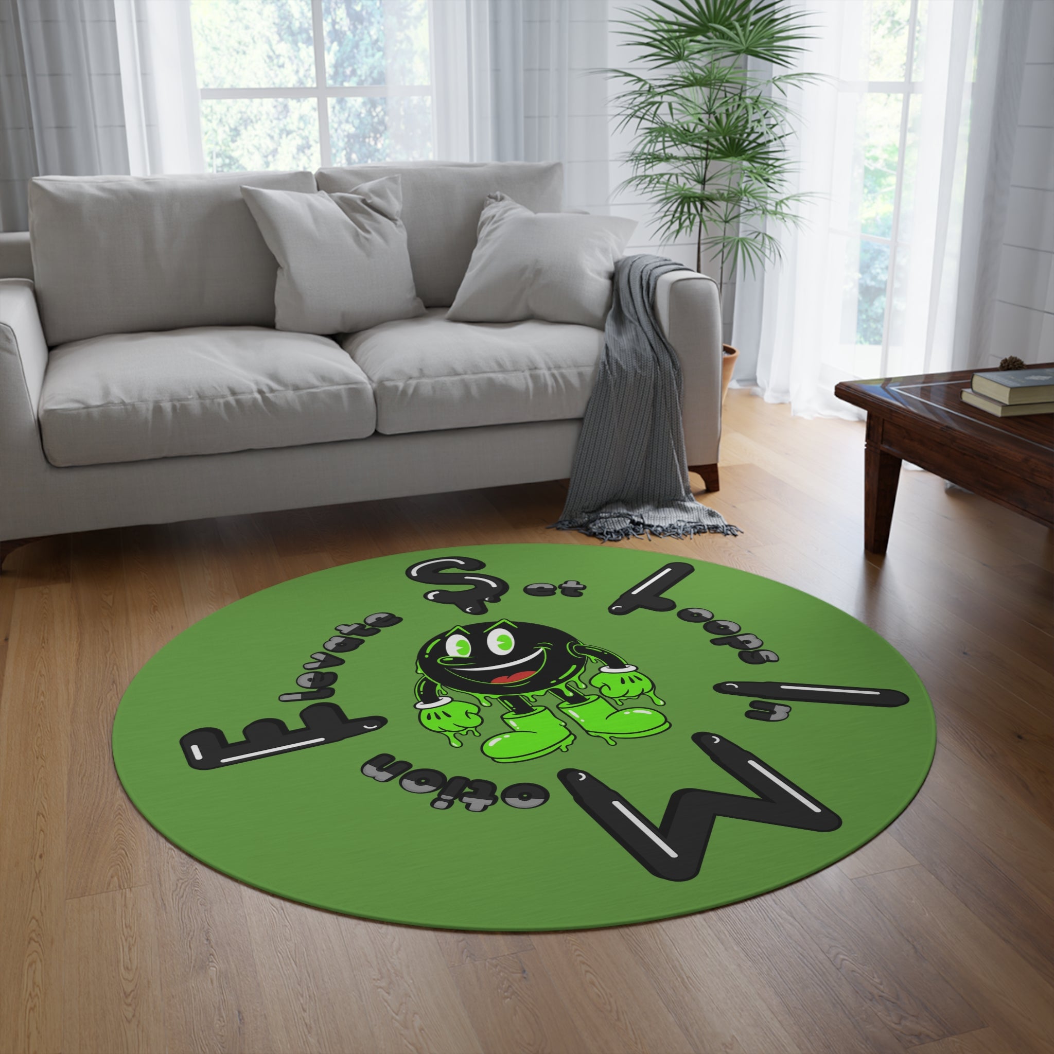 The Slime Shop Round Rug — Slimeman & Ring (Black) III