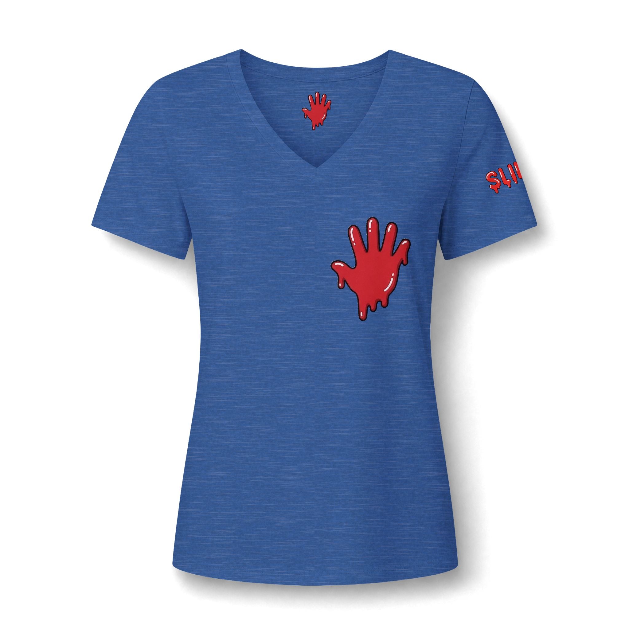 The Slime Shop Women's V-Neck Tee — White / Red Slime In 5